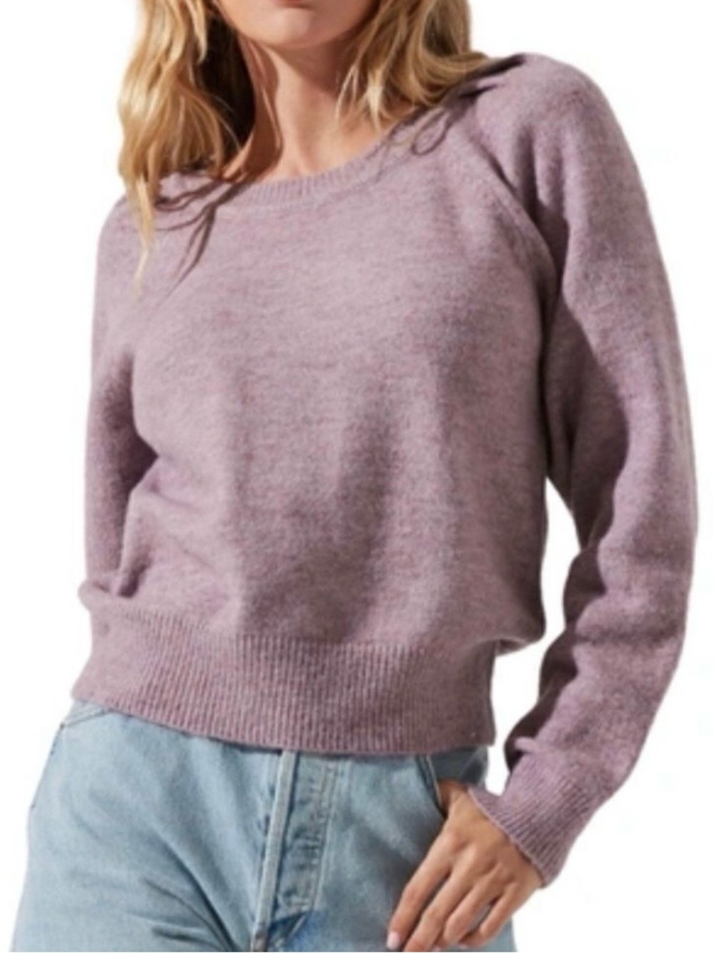 Astr Soft Lavender Scoop Neck Pullover Sweater